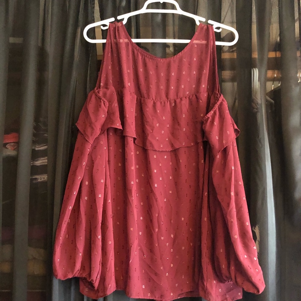 Old Navy Maroon open shoulder blouse